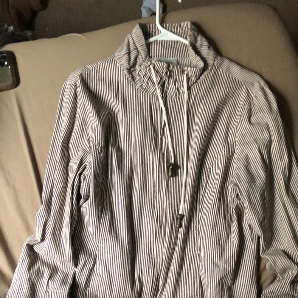 L DressBarn Striped Hoodless Jacket